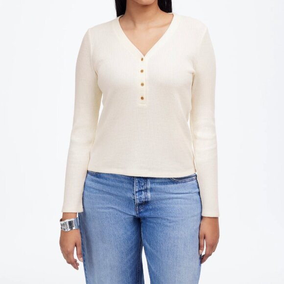 NWT MADEWELL Brushed Long-Sleeve Henley Tee - Picture 3 of 4